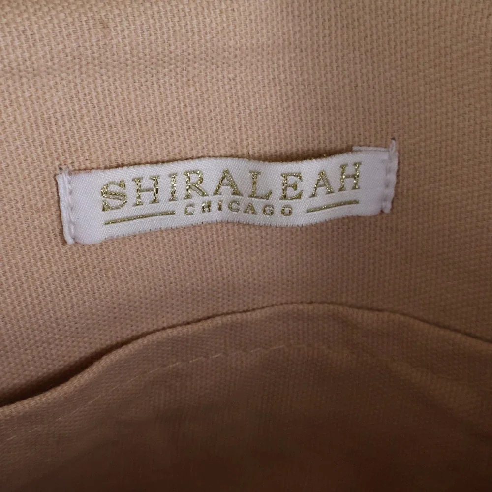 Shiraleah Chicago Jute Woven Striped Envelope Clutch Bag Tan Fringe Boho Summer